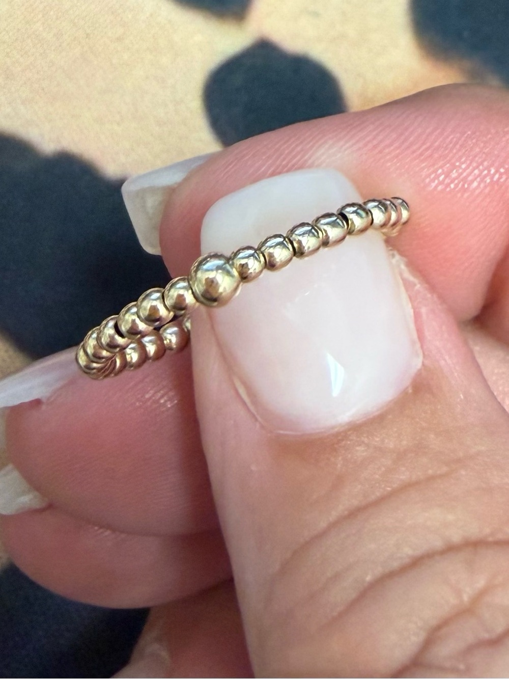 Karen Lazar - 2mm - Gold Beaded Stackable Ring - Size 8